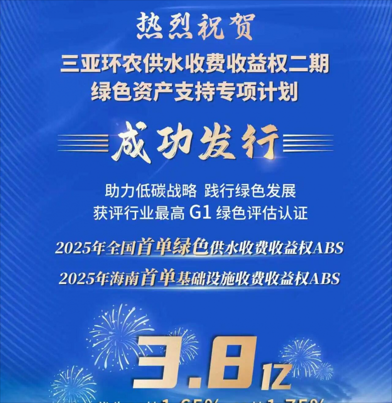 三亞環(huán)農集團成功發(fā)行2025年全國首單綠色供水收